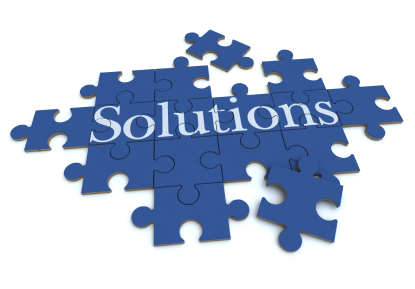 Solutions puzzle in blue